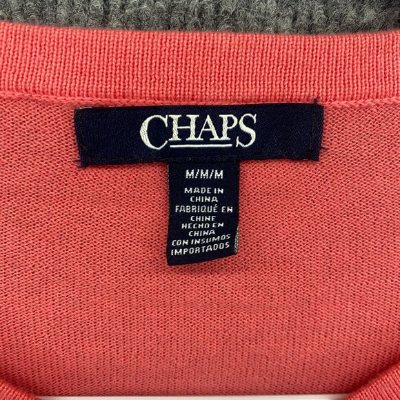Chaps Cardigan Sweater Womens M Pink Button Up Cropped Ladies Romantic Coquette - Picture 5 of 8